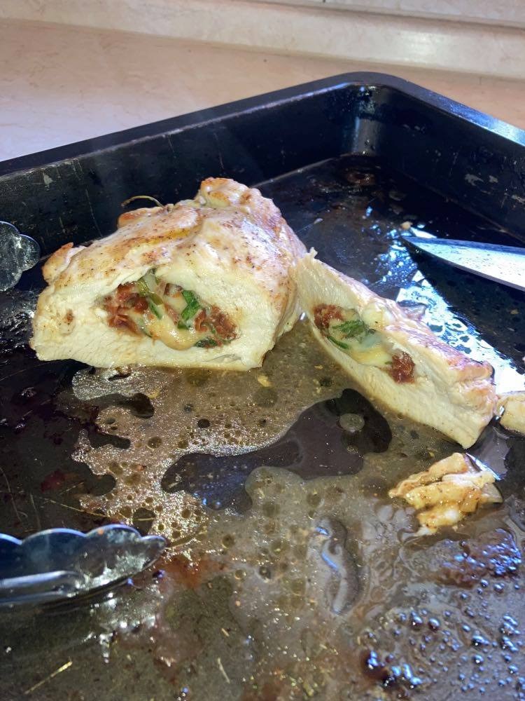 Stuffed Chicken and Baked Potatoes